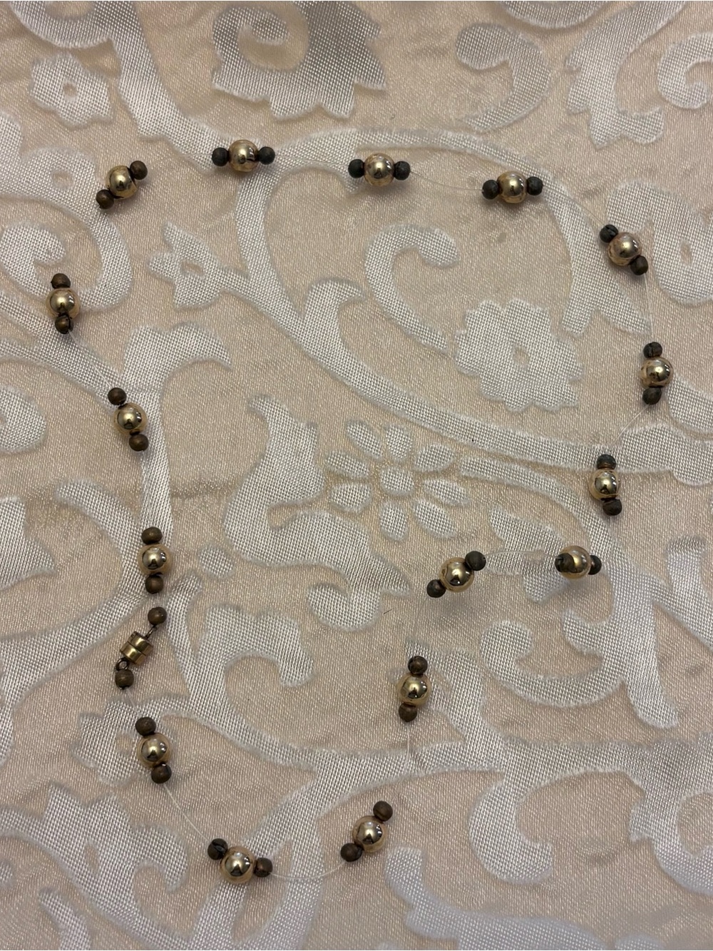 Minimalist Gold Tone Floating Bead Tin Cup Illusion Necklace Magnetic Closure